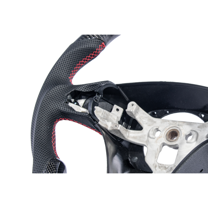 2006-13 Corvette C6 CARBON FIBER Perforated Leather Red Stripe Steering Wheel