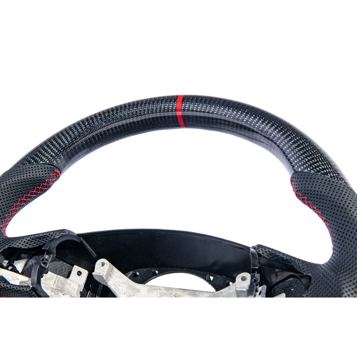 2006-13 Corvette C6 CARBON FIBER Perforated Leather Red Stripe Steering Wheel
