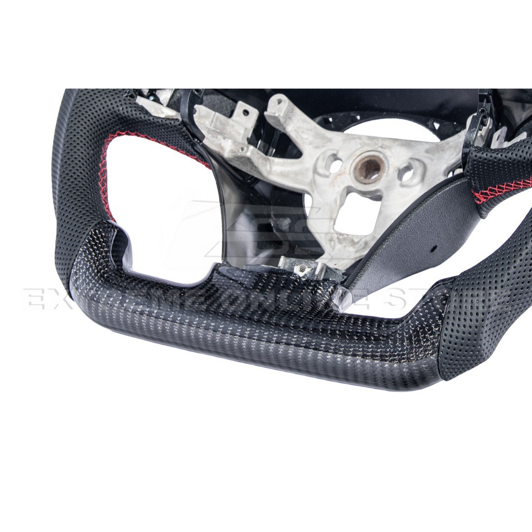 2012-13 Corvette C6 CARBON FIBER Perforated Leather Red Stripe Steering Wheel