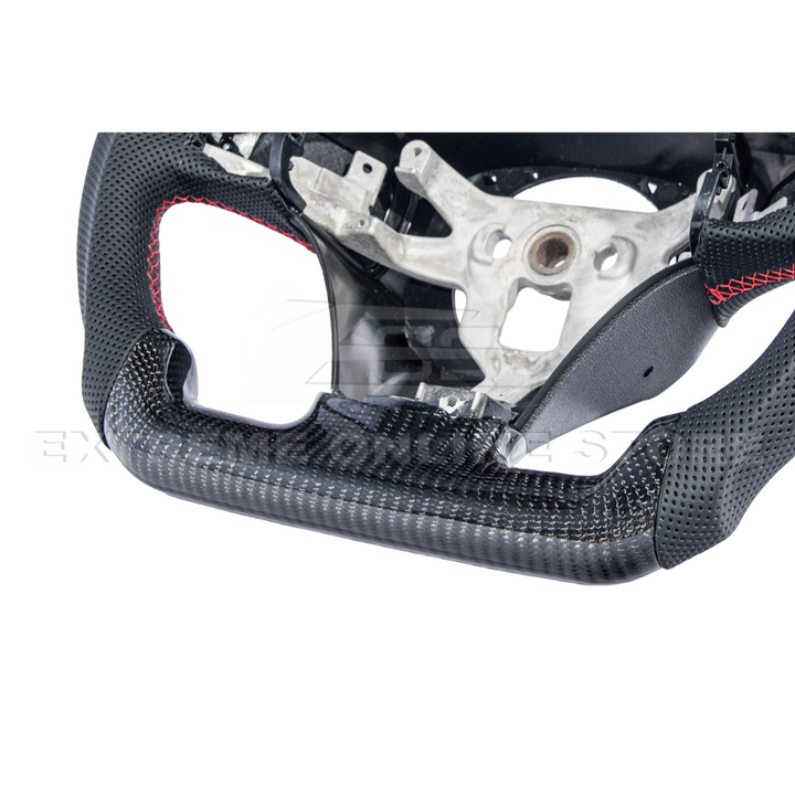 2012-13 Corvette C6 CARBON FIBER Perforated Leather Red Stripe Steering Wheel
