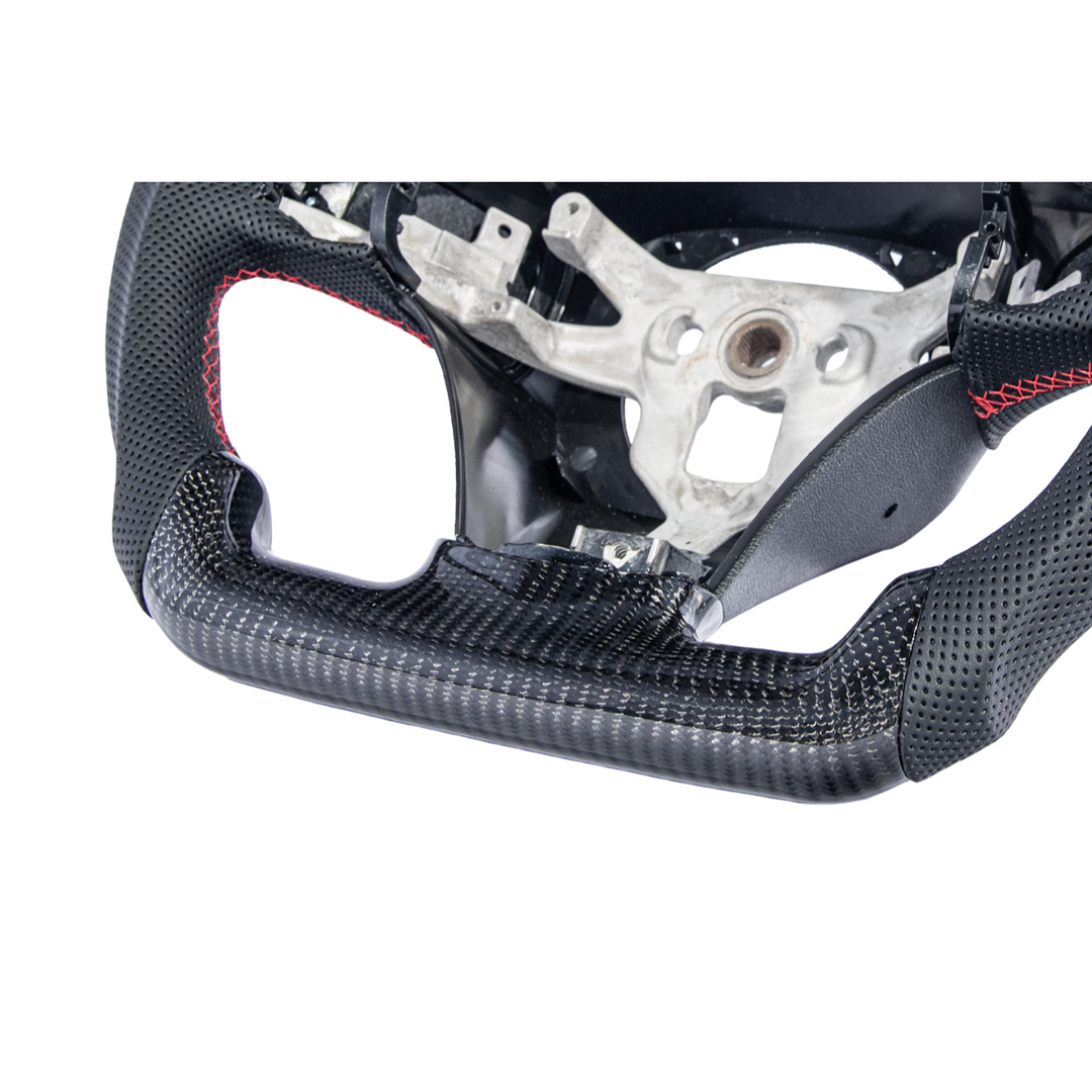 2006-13 Corvette C6 CARBON FIBER Perforated Leather Red Stripe Steering Wheel