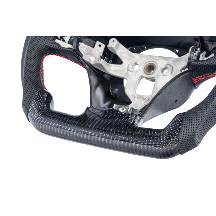 2006-13 Corvette C6 CARBON FIBER Perforated Leather Red Stripe Steering Wheel