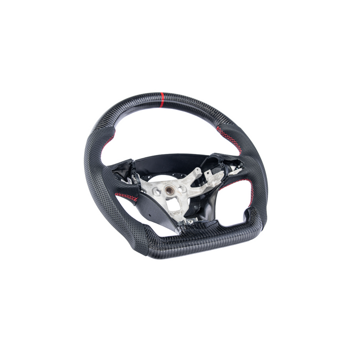 2006-13 Corvette C6 CARBON FIBER Perforated Leather Red Stripe Steering Wheel