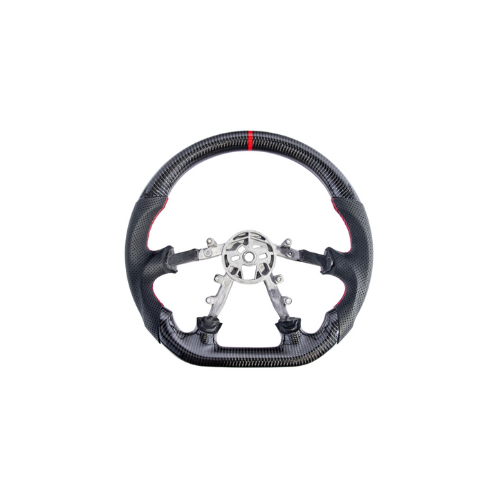 1997-04 Corvette C5 Carbon Fiber Steering Wheel Black Perforated Leather Red Center Stripe