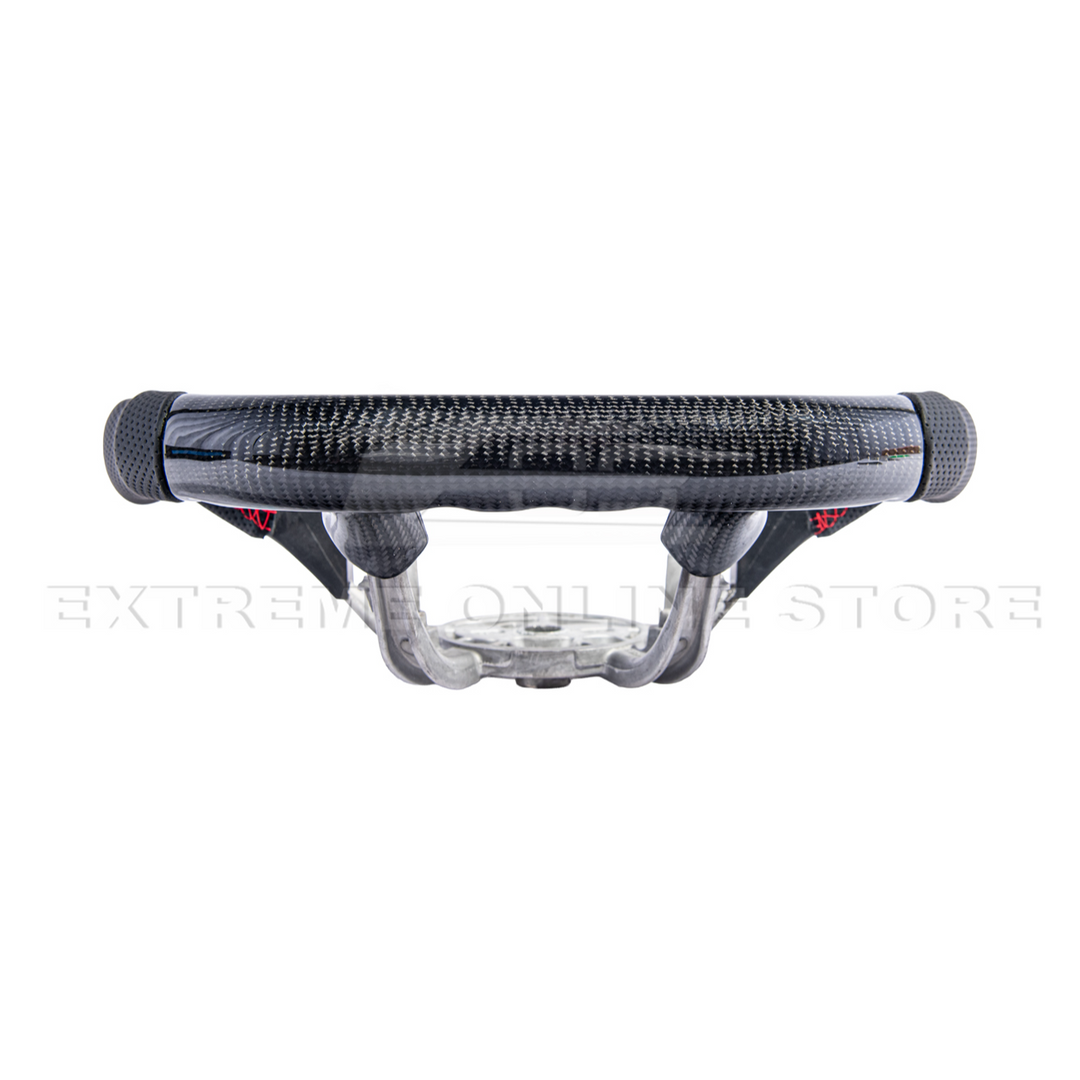 1997-04 Corvette C5 Carbon Fiber Steering Wheel Black Perforated Leather Red Center Stripe