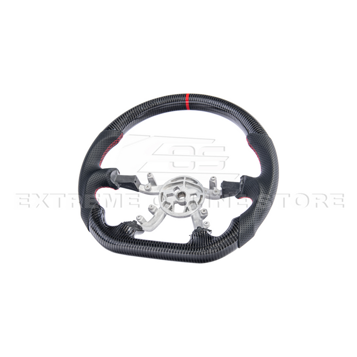 1997-04 Corvette C5 Carbon Fiber Steering Wheel Black Perforated Leather Red Center Stripe