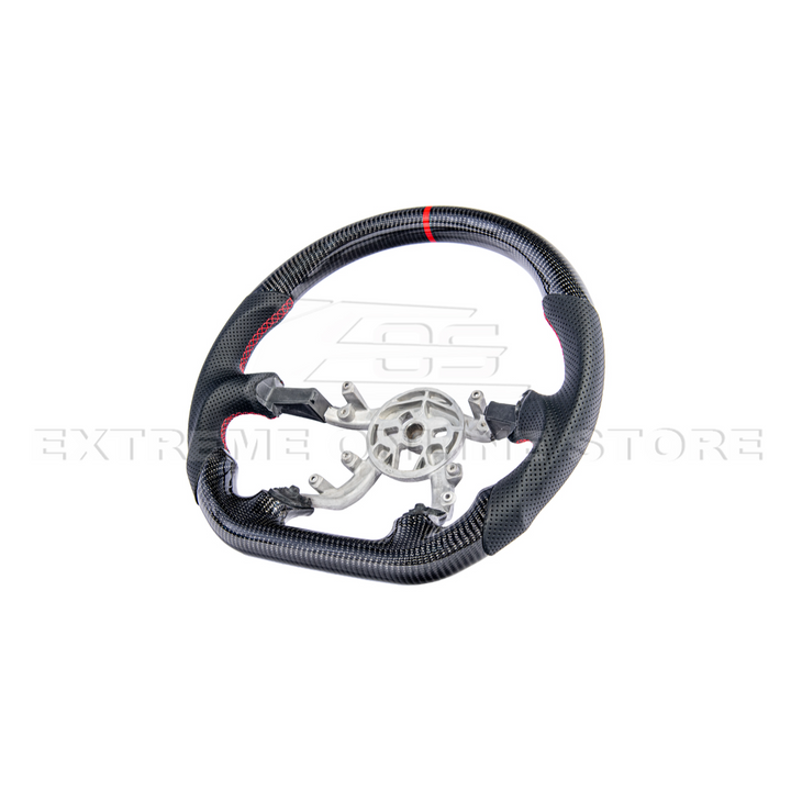 1997-04 Corvette C5 Carbon Fiber Steering Wheel Black Perforated Leather Red Center Stripe