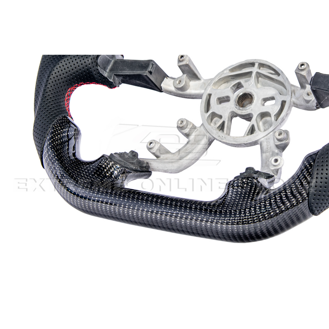 1997-04 Corvette C5 Carbon Fiber Steering Wheel Black Perforated Leather Red Center Stripe