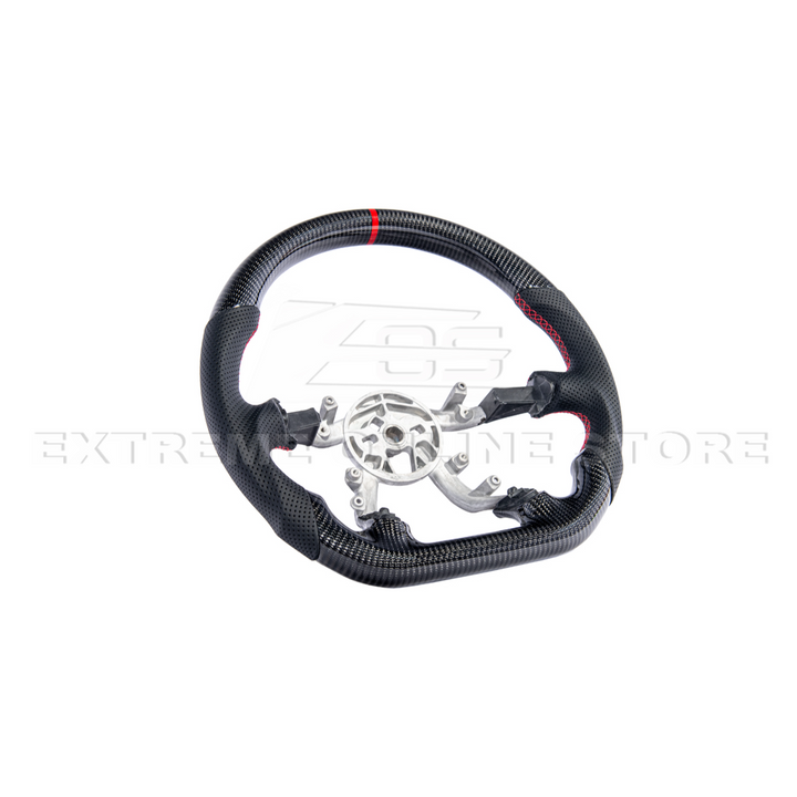 1997-04 Corvette C5 Carbon Fiber Steering Wheel Black Perforated Leather Red Center Stripe