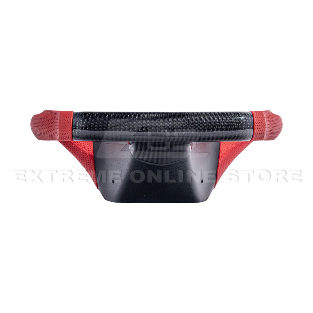 2012-13 Corvette C6 CARBON FIBER Red Perforated Leather Stripe Steering Wheel