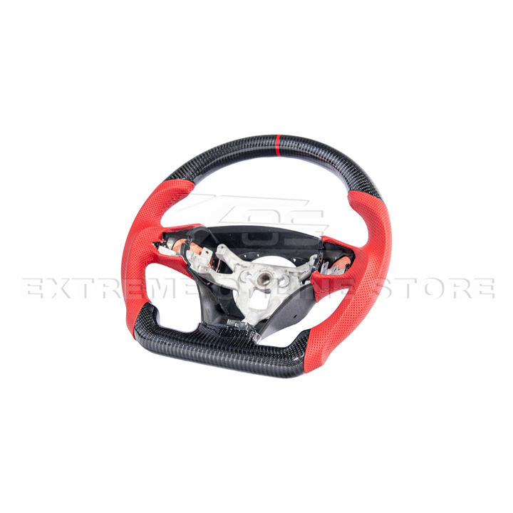 2012-13 Corvette C6 CARBON FIBER Red Perforated Leather Stripe Steering Wheel