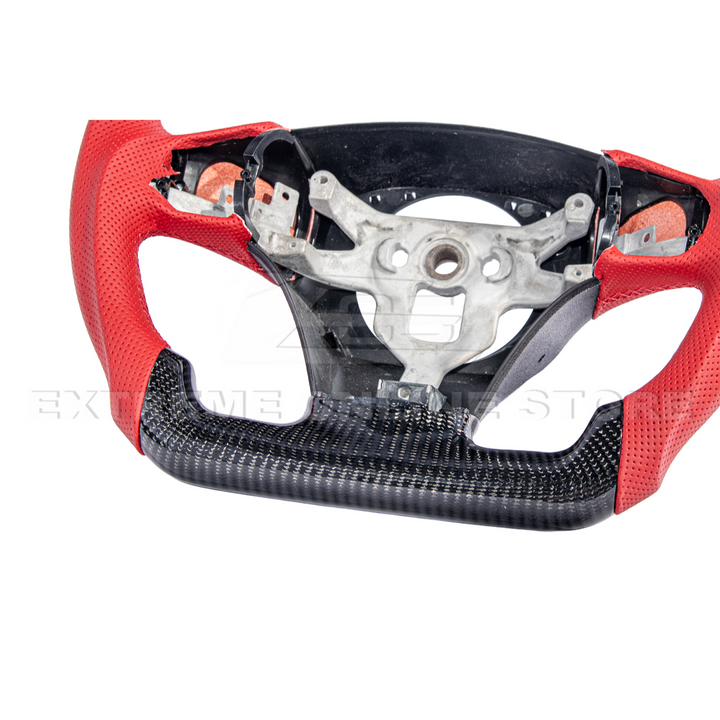 2012-13 Corvette C6 CARBON FIBER Red Perforated Leather Stripe Steering Wheel