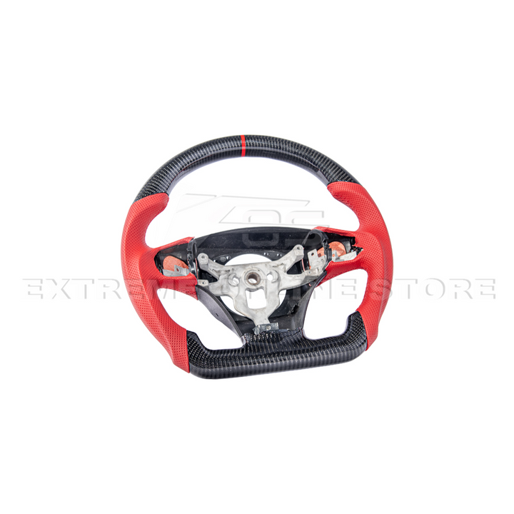 2012-13 Corvette C6 CARBON FIBER Red Perforated Leather Stripe Steering Wheel