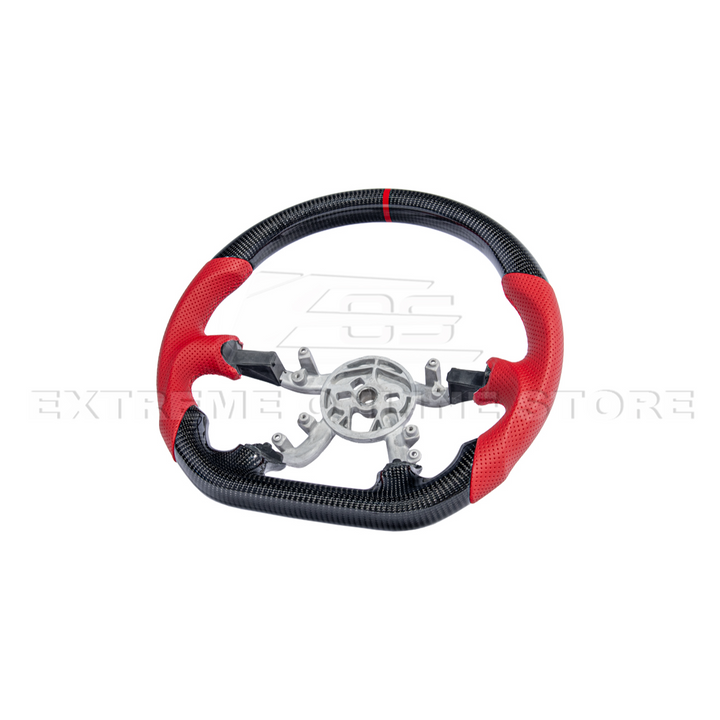 1997-04 Corvette C5 CARBON FIBER Red Perforated Leather Stripe Steering Wheel