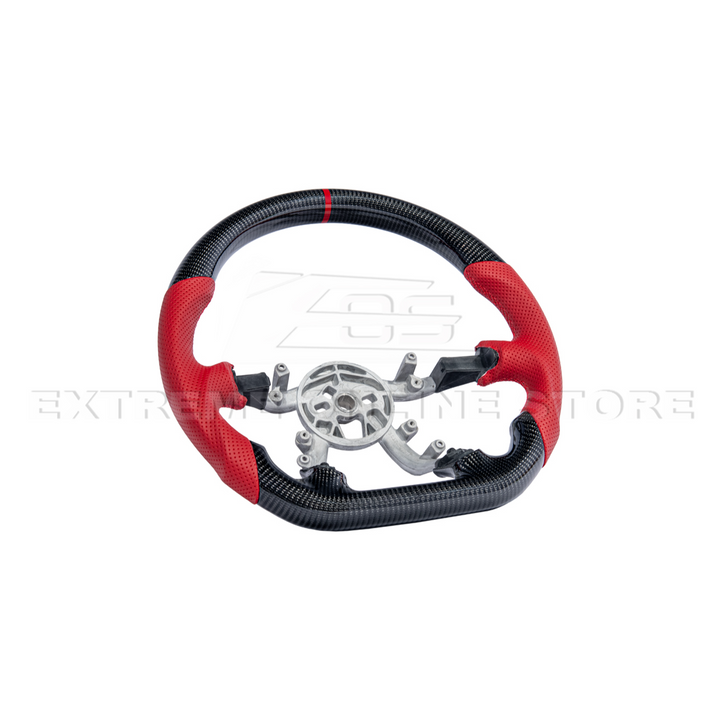 1997-04 Corvette C5 CARBON FIBER Red Perforated Leather Stripe Steering Wheel