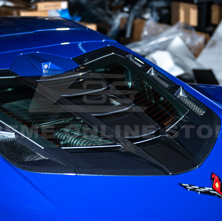 Corvette C8 | ZR1 Style CARBON FLASH Rear Window Vent Louver Cover