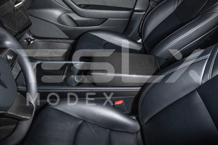 2020-Up Tesla Model 3 &amp; Y Carbon Fiber Interior Center Armrest Cover