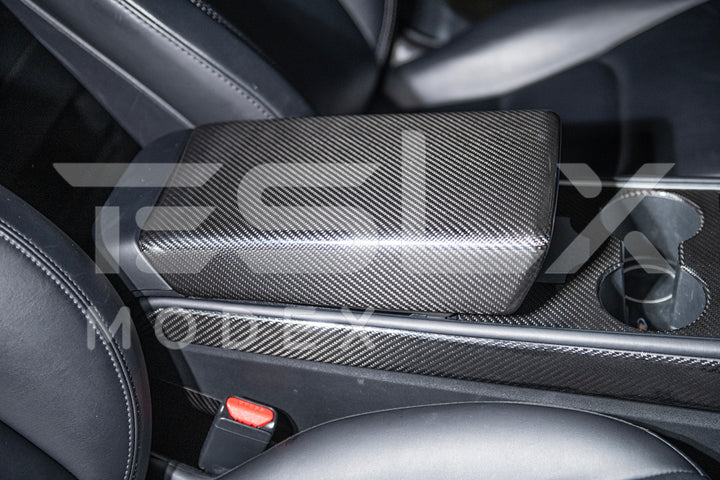 2020-Up Tesla Model 3 &amp; Y Carbon Fiber Interior Center Armrest Cover