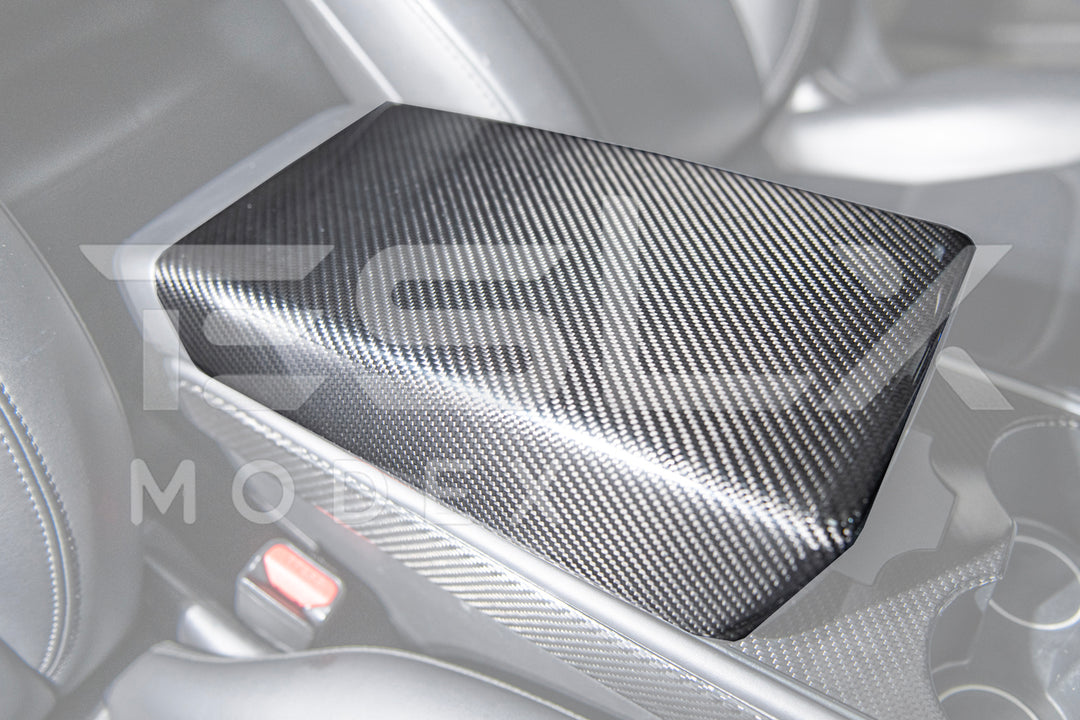 2020-Up Tesla Model 3 &amp; Y Carbon Fiber Interior Center Armrest Cover