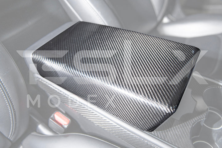 2020-Up Tesla Model 3 &amp; Y Carbon Fiber Interior Center Armrest Cover