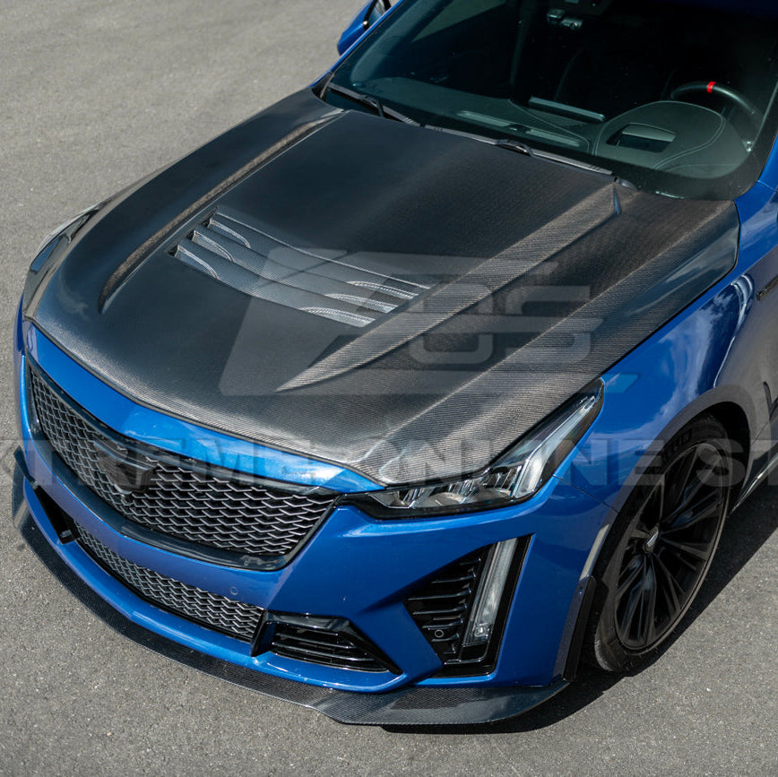 2020-Up Cadillac CT5 V | Blackwing CARBON FIBER Front Bumper Hood Vented Cover