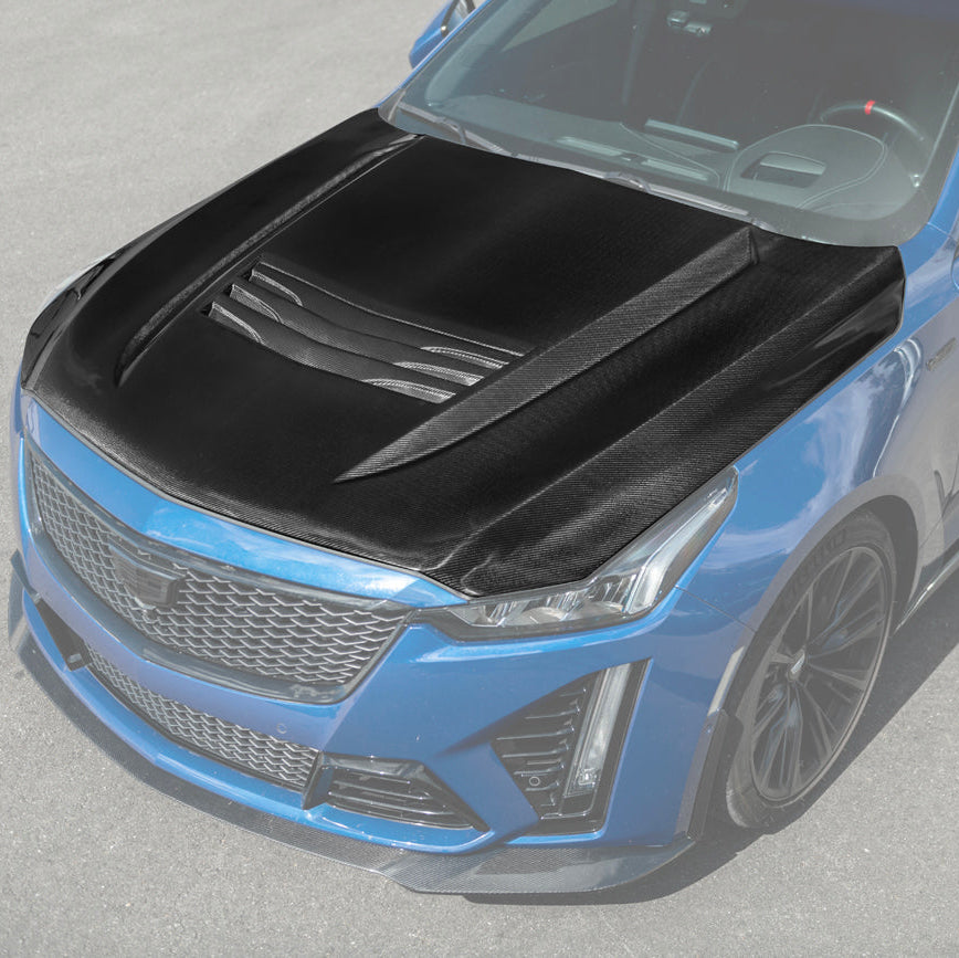 2020-Up Cadillac CT5 V | Blackwing CARBON FIBER Front Bumper Hood Vented Cover