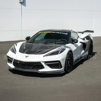 Corvette C8 Models EOS Performance Track Style Double Sided Dry Carbon Fiber Front Hood