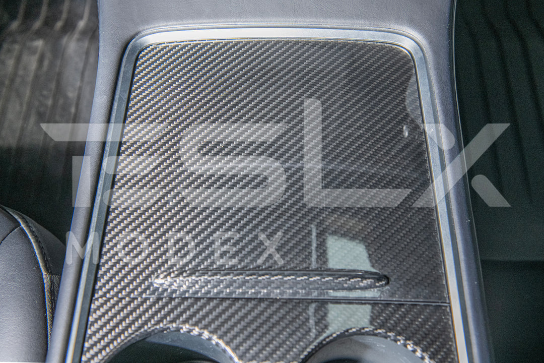 2020-23 Tesla Model 3 &amp; 20-24 Y Carbon Fiber Interior Center Console Cover