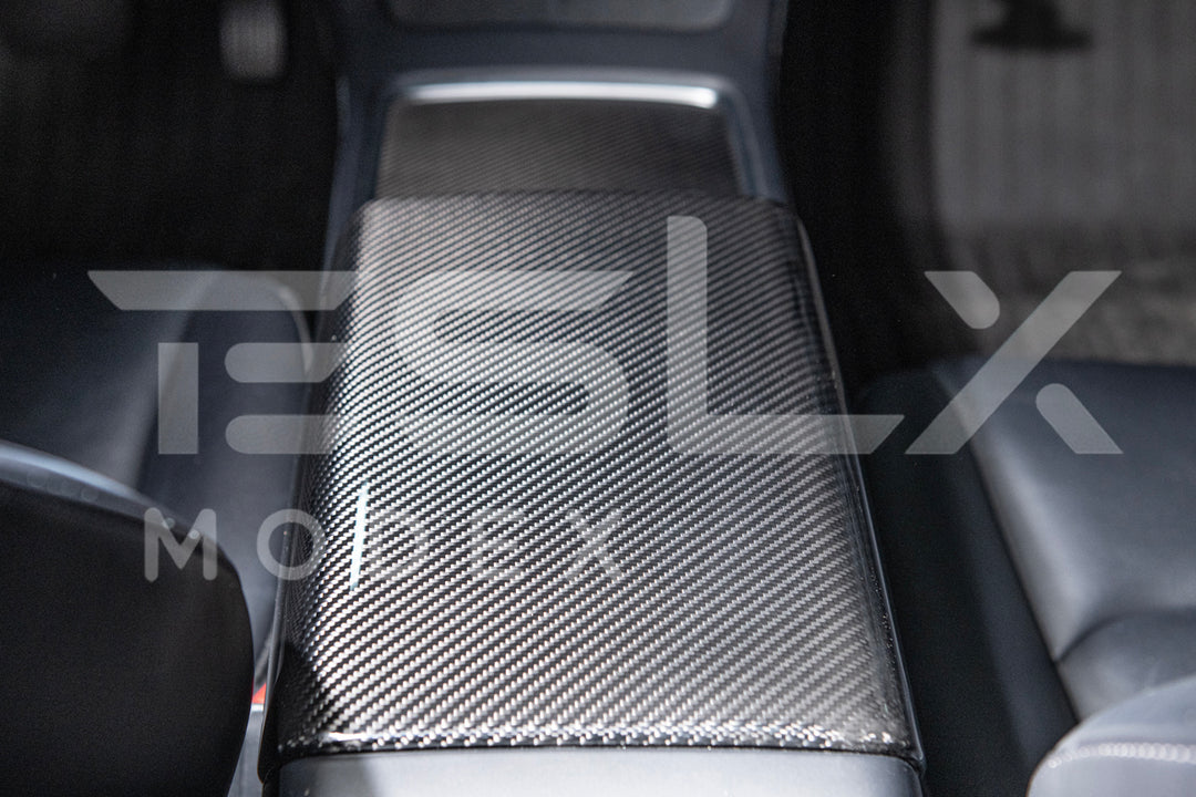 2020-Up Tesla Model 3 &amp; Y Carbon Fiber Interior Center Armrest Cover