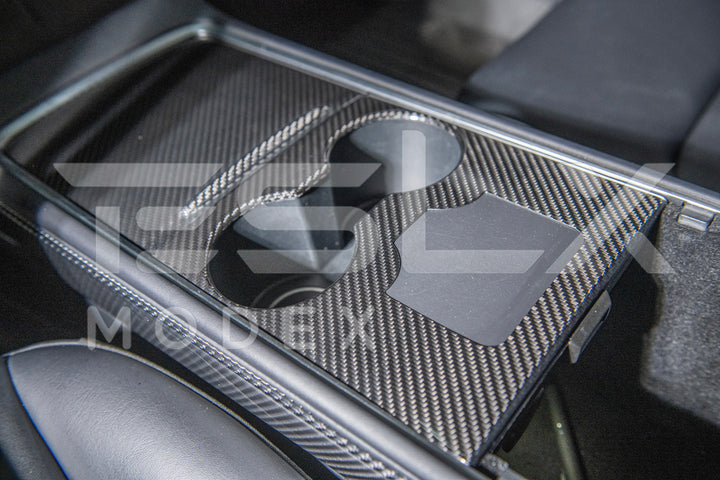 2020-23 Tesla Model 3 &amp; 20-24 Y Carbon Fiber Interior Center Console Cover