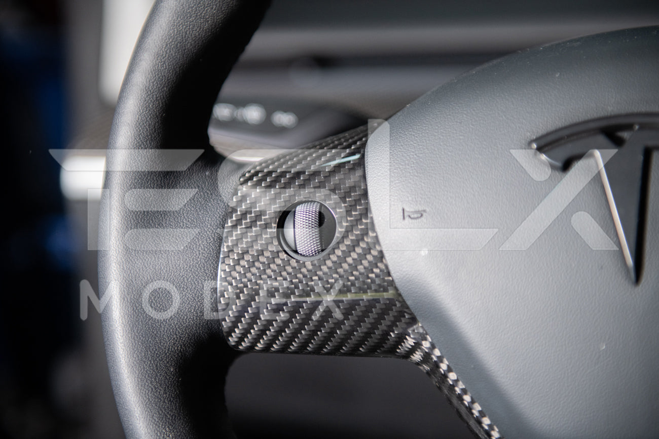2020-Up Tesla Model 3 & Y Carbon Fiber Interior Steering Wheel Cover