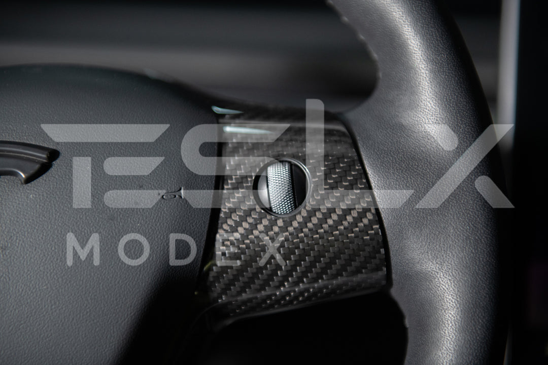 2020-23 Tesla Model 3 &amp; 20-24Y Carbon Fiber Interior Steering Wheel Cover