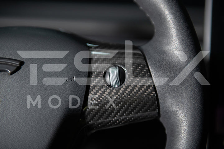 2020-23 Tesla Model 3 &amp; 20-24Y Carbon Fiber Interior Steering Wheel Cover
