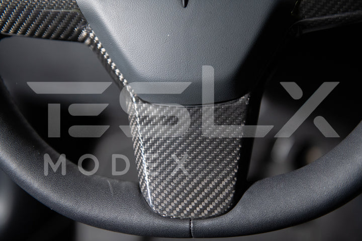 2020-23 Tesla Model 3 &amp; 20-24Y Carbon Fiber Interior Steering Wheel Cover