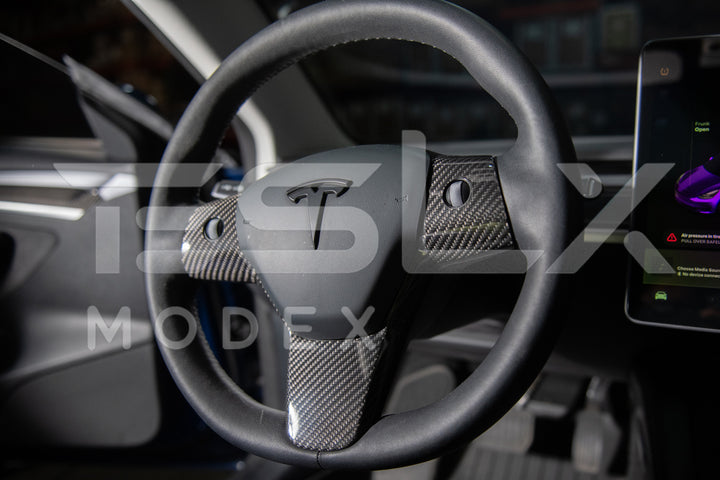 2020-23 Tesla Model 3 &amp; 20-24Y Carbon Fiber Interior Steering Wheel Cover