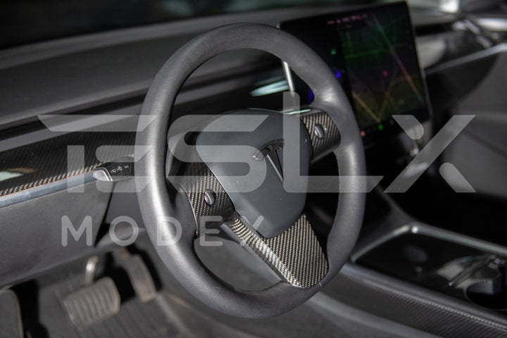 2020-23 Tesla Model 3 &amp; 20-24Y Carbon Fiber Interior Steering Wheel Cover