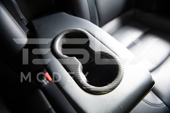 2020-23 Tesla Model 3 &amp; 20-24 Y Carbon Fiber Interior Rear Water Cup Frame