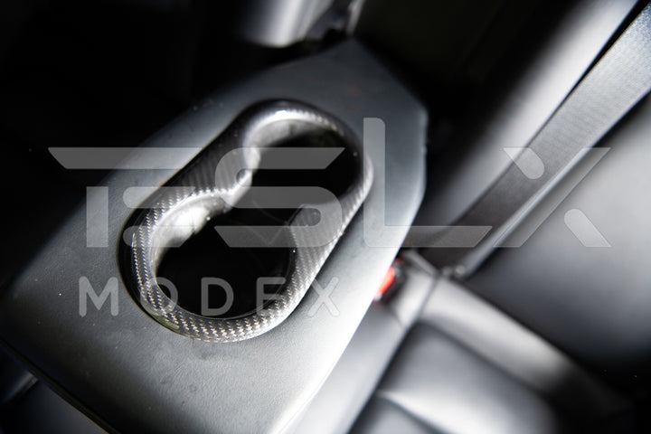 2020-23 Tesla Model 3 &amp; 20-24 Y Carbon Fiber Interior Rear Water Cup Frame