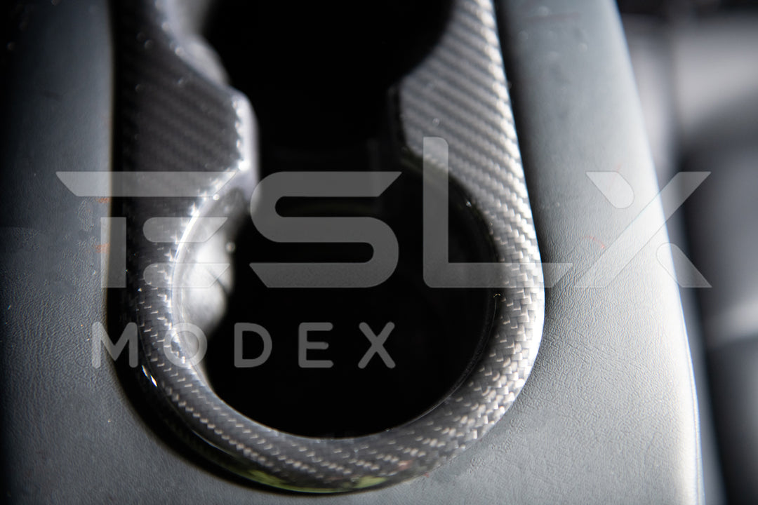 2020-23 Tesla Model 3 &amp; 20-24 Y Carbon Fiber Interior Rear Water Cup Frame