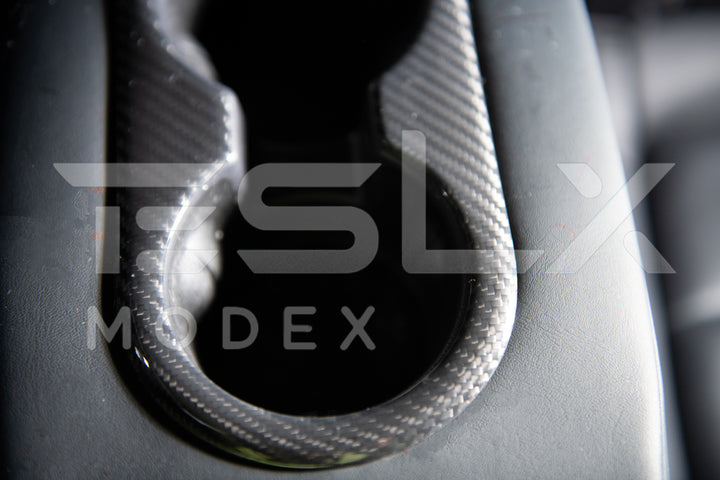 2020-23 Tesla Model 3 &amp; 20-24 Y Carbon Fiber Interior Rear Water Cup Frame