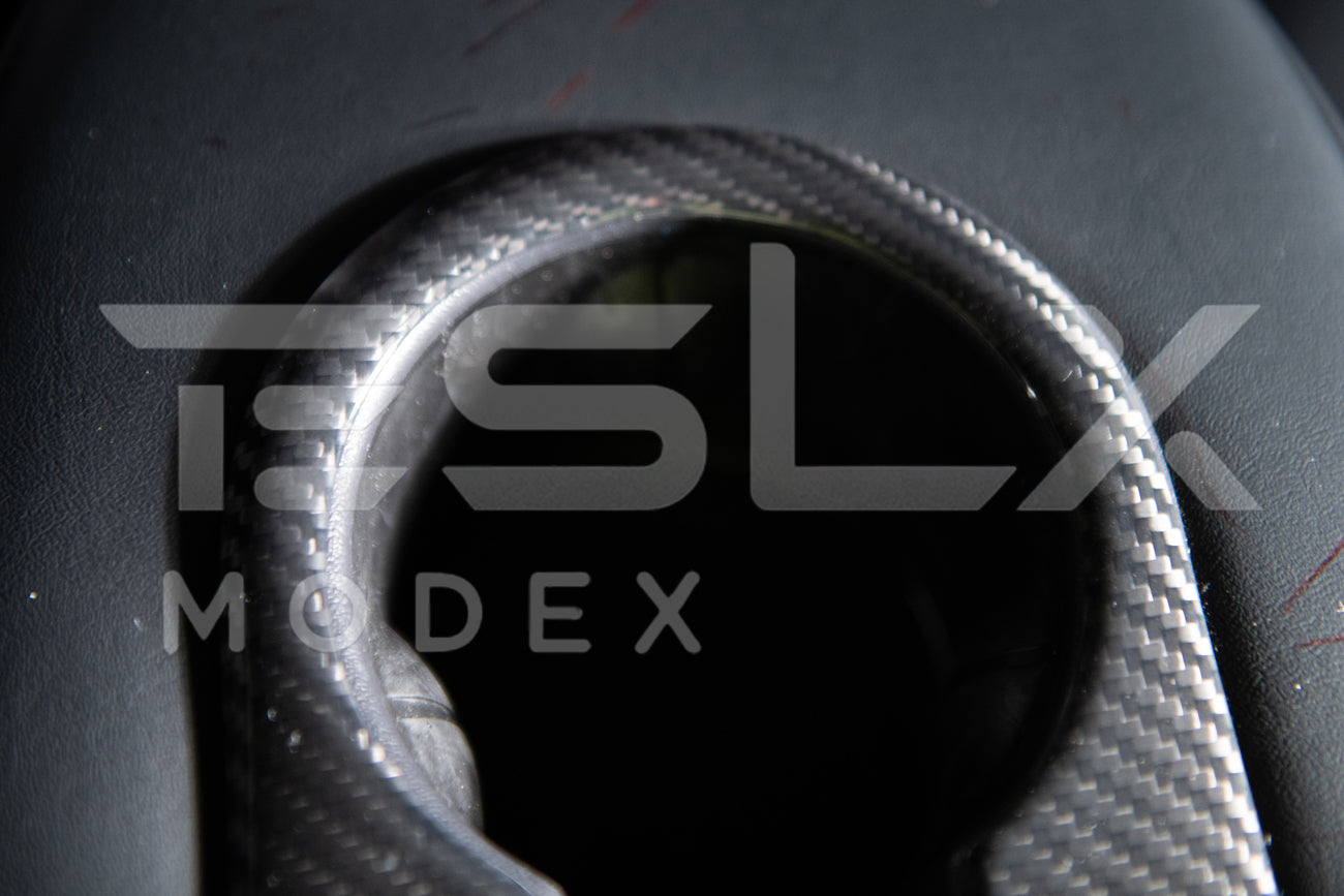 2020-Up Tesla Model 3 & Y Carbon Fiber Interior Rear Water Cup Frame