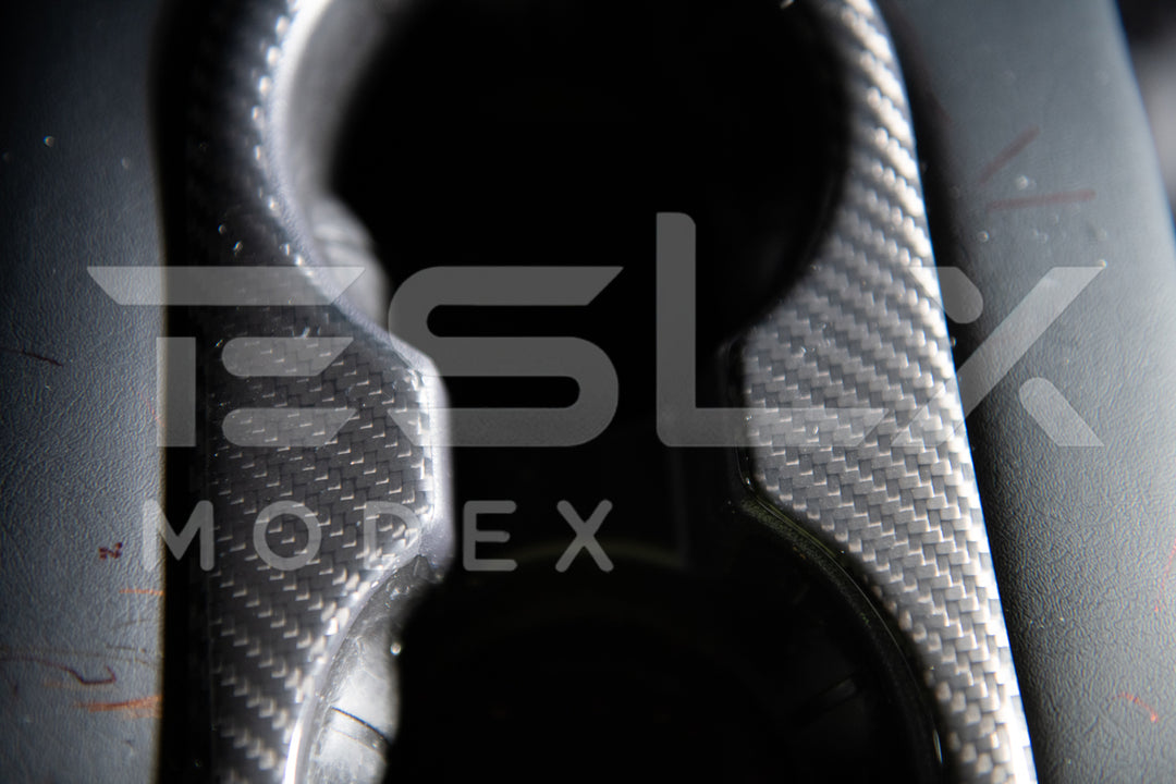 2020-23 Tesla Model 3 &amp; 20-24 Y Carbon Fiber Interior Rear Water Cup Frame