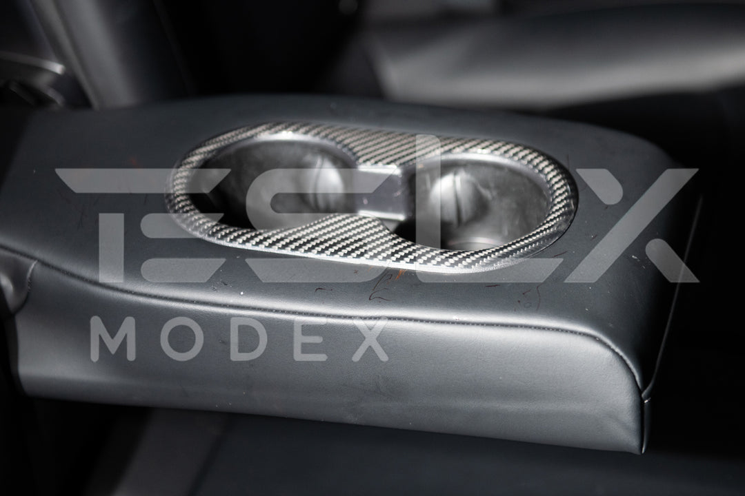 2020-23 Tesla Model 3 &amp; 20-24 Y Carbon Fiber Interior Rear Water Cup Frame