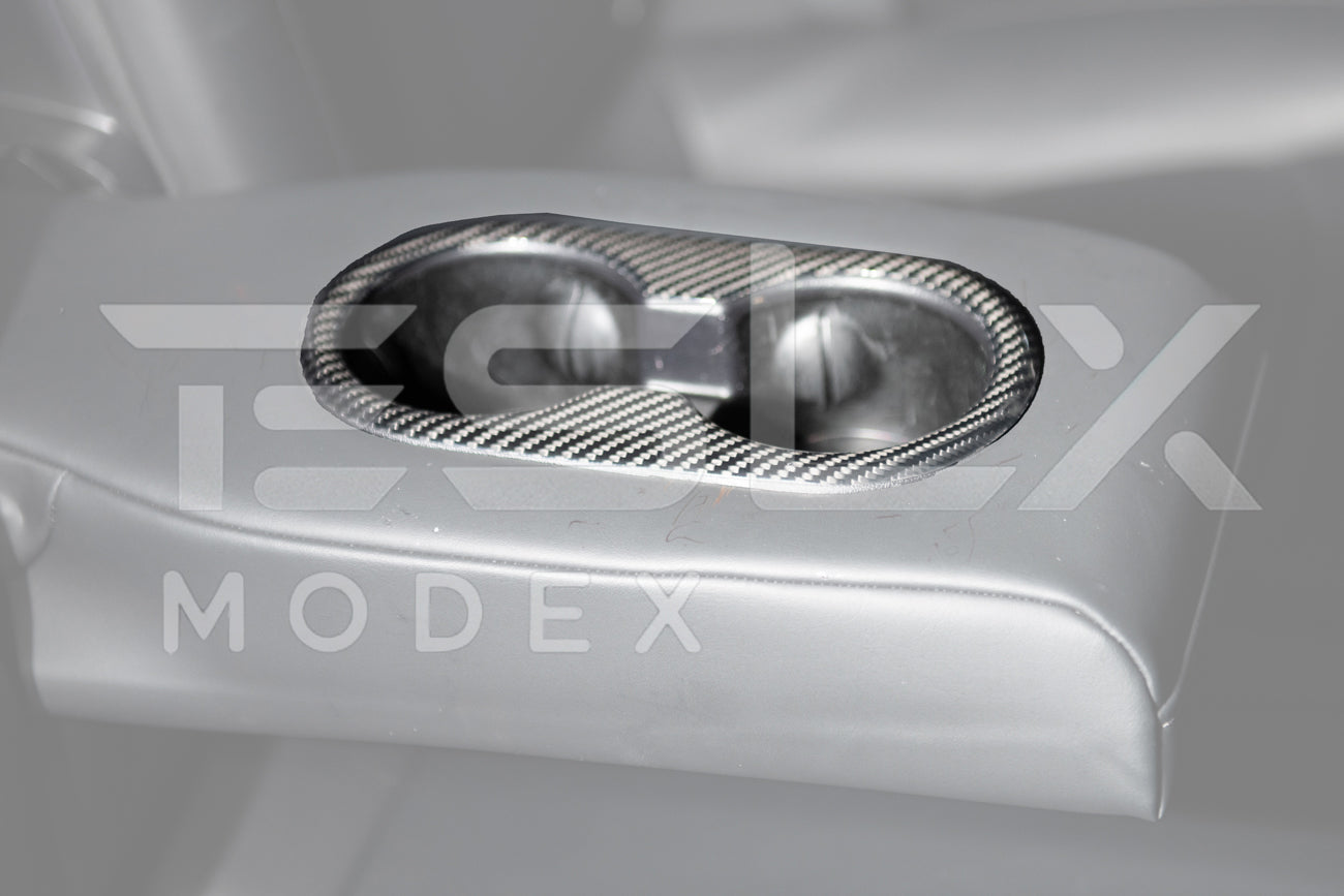 2020-Up Tesla Model 3 & Y Carbon Fiber Interior Rear Water Cup Frame