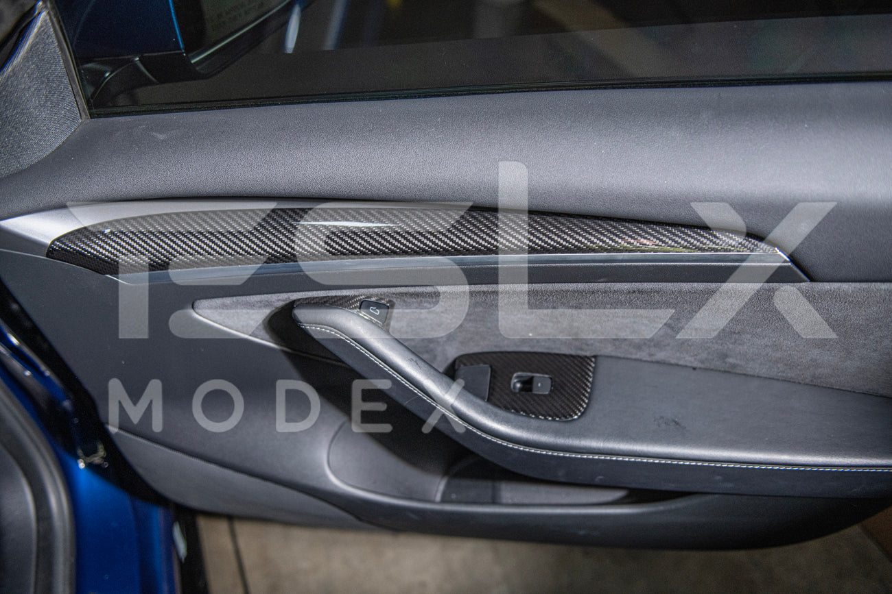 2020-Up Tesla Model 3 & Y Carbon Fiber Interior Door Trim Panel Cover