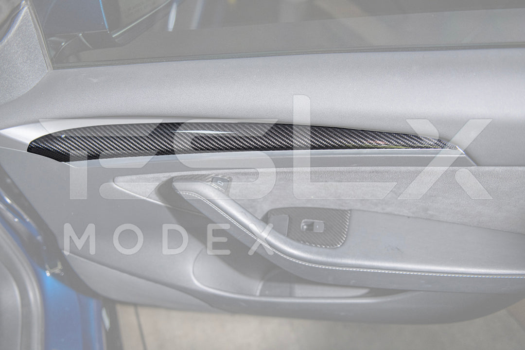 2020-23 Tesla Model 3 &amp; 20-24 Y Carbon Fiber Interior Door Trim Panel Cover