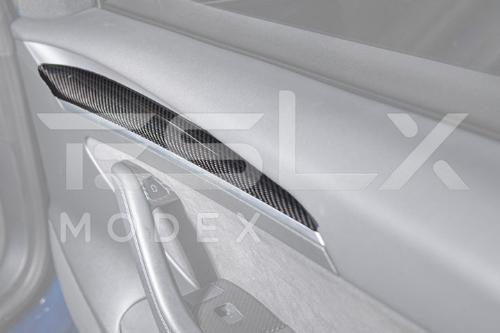 2020-23 Tesla Model 3 &amp; 20-24 Y Carbon Fiber Interior Door Trim Panel Cover