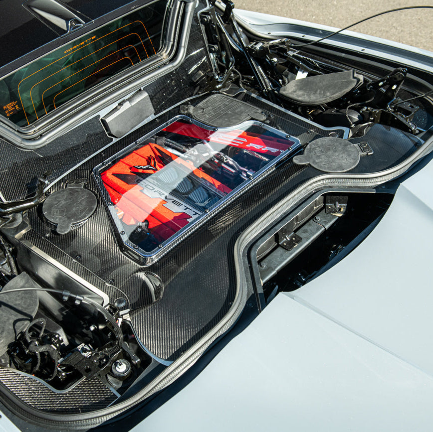 Corvette C8 E-Ray Convertible CARBON FLASH Engine Bay Panel Clear Cover