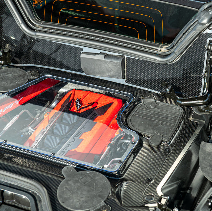 Corvette C8 E-Ray Convertible CARBON FLASH Engine Bay Panel Clear Cover