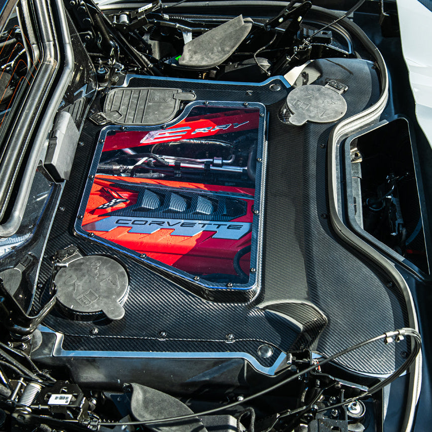 Corvette C8 E-Ray Convertible CARBON FLASH Engine Bay Panel Clear Cover